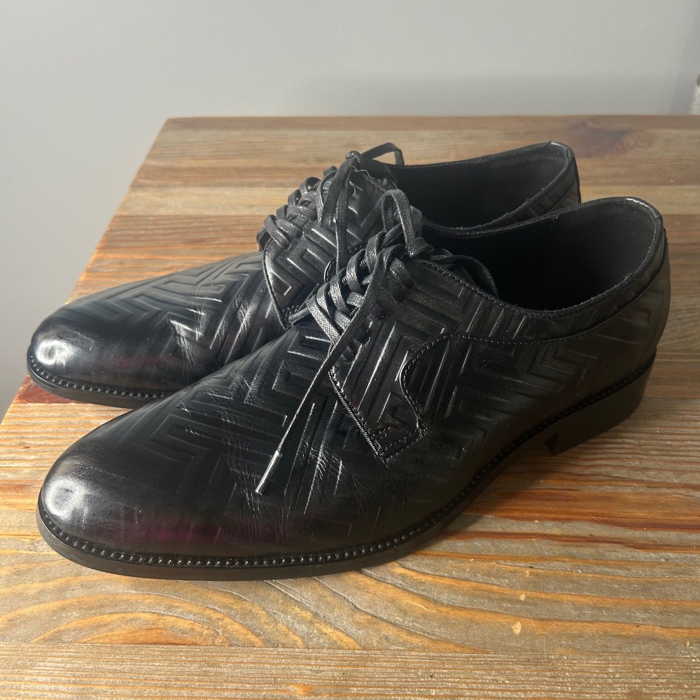ALDO Dress Shoes Oxford Lace Up Patterned Business Casual Black Size 10.5